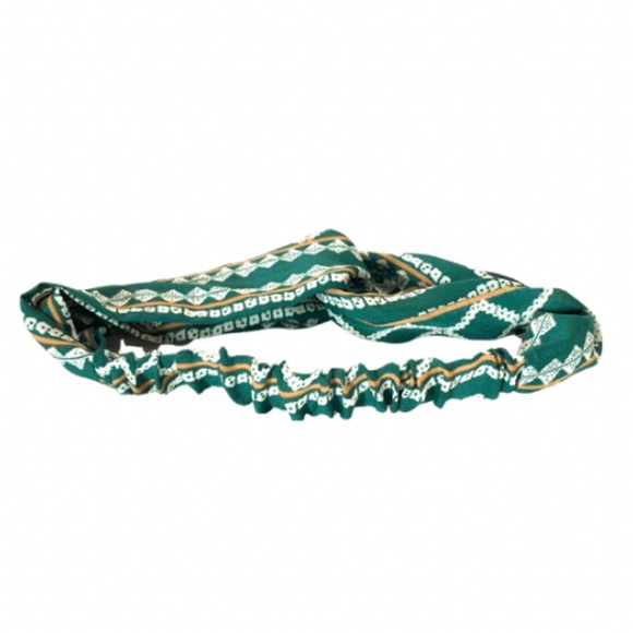 Green & Tan Print Boho Twist Stretch Headband - Picture 4 of 7